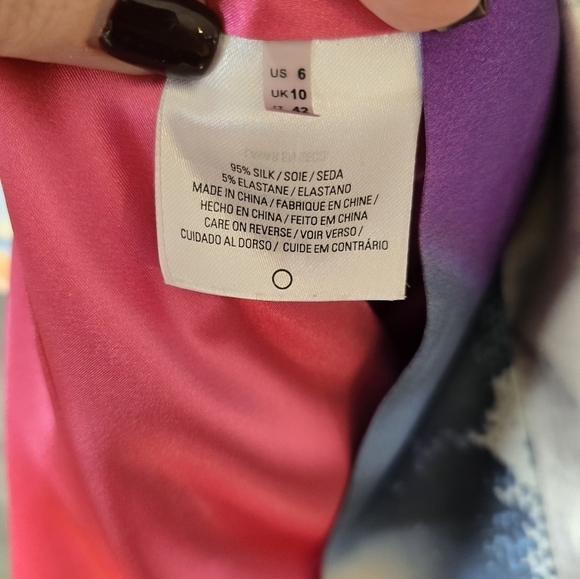 Elie Tahari Vouge 2012 Square Neck Mid Length Silk A Line Floral Dress Size 6 - Picture 6 of 6